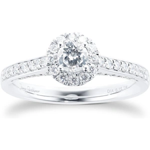 Jenny Packham Platinum 0.75cttw Brilliant Cut Halo Diamond Ring - Ring Size R