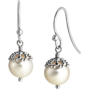 Ladies Jersey Pearl Sterling Silver Emma-Kate Freshwater Pearl Drop Earrings