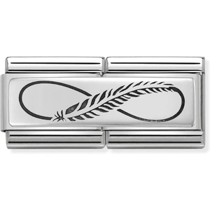 Jewel First Nomination Classic Feather Infinity Steel, Enamel and 925 Silver Link Charm 330710/12