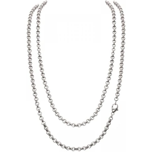 Jewel First Timebeads 'Small Link Belcher' 80cm Silver Plated Chain Necklace TB-N01S80