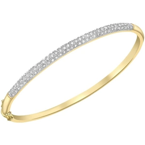 Jewellery Essentials Ladies Essentials 9ct Gold Diamond Set Bangle