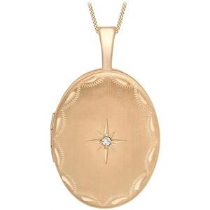 Jewellery Essentials Ladies Essentials 9ct Gold 16mm Diamond Set Locket