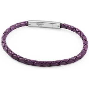 Jewellery Essentials Mens Essentials Stainless Steel Purple Leather Band with Clasp