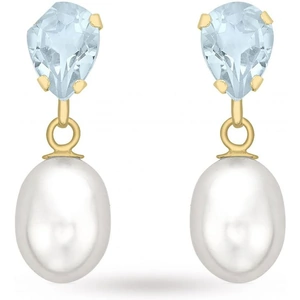 Jewellery Essentials Ladies Essentials 9ct Gold Blue Topaz and Pearl Earrings