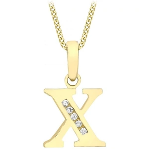 Jewellery Essentials Ladies Essentials 9ct Gold Initial X Cubic Zirconia Pendant