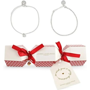 Johnny Loves Rosie Jewellery Ladies Johnny Loves Rosie Gold Plated Heart Double Bracelet Cracker Gift Set