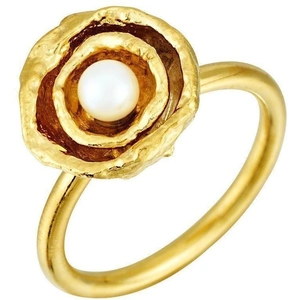 Joseph Lamsin Jewellery Gold Vermeil Double Cup Pearl Ring - UK T 1/2 - US 10 - EU 62