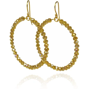 K A R T Ó jewellery Gold Plated Silver Faceted Gold Coloured Crystals Hoop Earrings