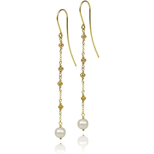 K A R T Ó jewellery Gold Plated Silver Freshwater Pearls & Faceted Crystals Earrings