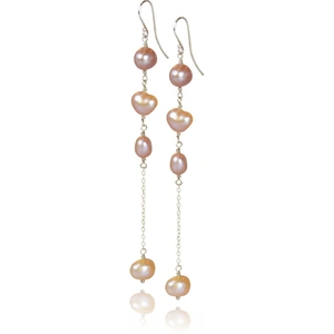 K A R T Ó jewellery Gold Plated Silver & Pink Pearls Drop Earrings