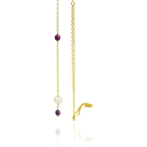 K A R T Ó jewellery Gold Plated Silver White & Purple Freshwater Pearls Necklace