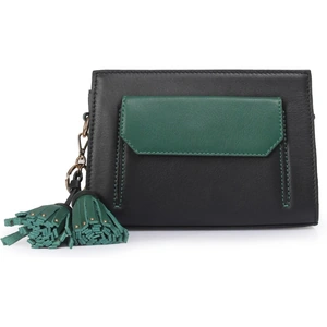 Kaeros Black-Green Leather Fanny Bag