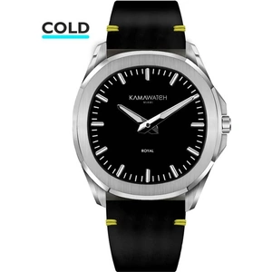KAMAWATCH Royal Black Dial Leather Suede Strap Watch KWPM34