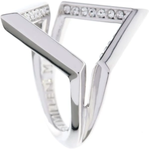 Karen Millen Jewellery Ladies Karen Millen PVD Silver Plated Angle Crystal Ring Small