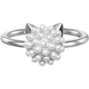 Karl Lagerfeld Jewellery Ladies Karl Lagerfeld Silver Plated Pearl Choupette Ring Size N