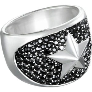 Karl Lagerfeld Jewellery Ladies Karl Lagerfeld Silver Plated Star Dome Ring Size P/Q