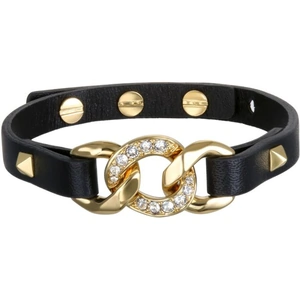Karl Lagerfeld Jewellery Ladies Karl Lagerfeld Gold Plated Filed Chain Leather Bracelet