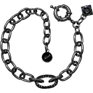 Karl Lagerfeld Jewellery Ladies Karl Lagerfeld Black Ion-plated Steel Oval Link Bracelet