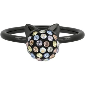 Karl Lagerfeld Jewellery Ladies Karl Lagerfeld Black Ion-plated Steel Crystal Choupette Ring Size P/Q