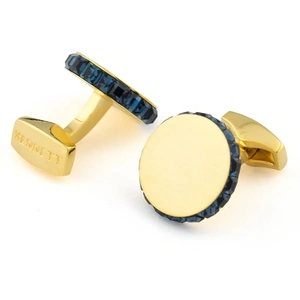 Kennett Jewellery Mens Kennett PVD Gold plated Disc Stone Set Cufflinks