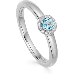 Kiki McDonough 18ct White Gold Grace Blue Topaz & 0.05cttw Diamond Mini Ring - Ring Size L