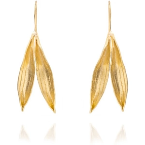 La Bonne Étoile 24kt Gold Plated Hook Double Olive Leaf Earrings