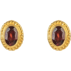 Latelita London Gold Gemstone Birthstone Stud Earring January Garnet