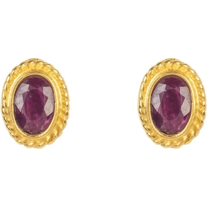 Latelita London Gold Gemstone Birthstone Stud Earring July Ruby