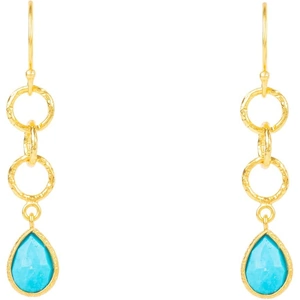 Latelita London Linked Gemstone Drop Earring Gold Turquoise
