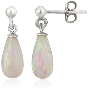 Lavan Sterling Silver White Opal Teardrop Earrings