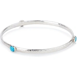 Lavan Sterling Silver Opal Bangle Set With 6 Mm Stones