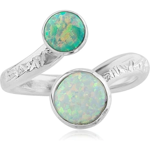 Lavan Green and Blue Opal Adjustable Ring