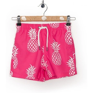 Little Ocean Heroes Sustainable Pinkolada Pink Pineapple Print Boys Swim Shorts - 12