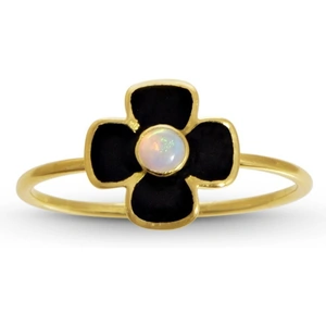 Liz Phillips Anthea Opal and Enamel Flower Ring - UK P - US 7.75 - EU 56.3