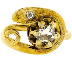 Lori Mesa Antiques & Fine Jewelry Exquisite Victorian Diamond and 18kt Snake Ring