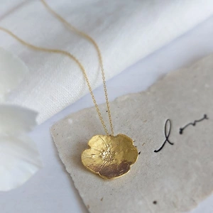 Louisa R Designs Gold Plated Medium Rose Necklace