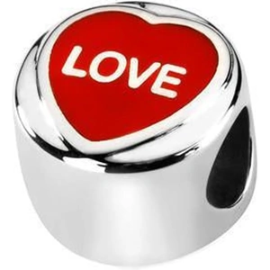 Love Hearts Sterling Silver Red Enamel Love Charm - Silver / Silver