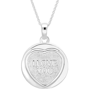 Love Hearts Classic Sterling Silver I Love You Necklace - Silver / Silver