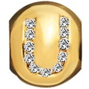 Lovelinks Gold Plated Silver Clear Cubic Zirconia U Bead