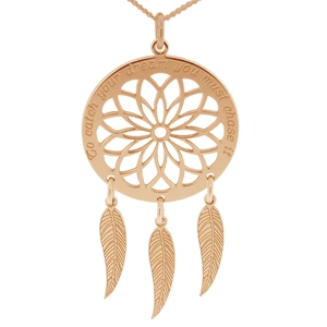 Lovesilver 9ct Rose Gold Dream Catcher and Feathers Necklace