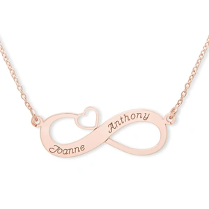 Lovesilver 9ct Rose Gold Infinity With Heart Necklace