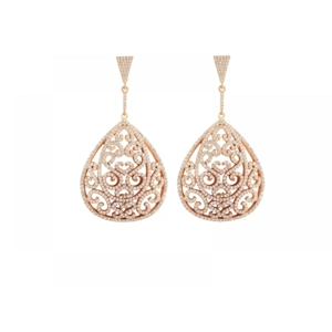 Lovesilver Rose Gold Plated Ornate Earrings With White CZ Stones
