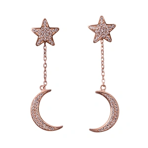 Lovesilver Rose Gold Plated Star & Moon Earrings