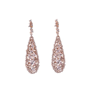 Lovesilver Rose Gold Plated Teardrop Earrings With White CZ Stones