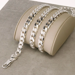Lovesilver Sterling Silver 7.2mm Chunky Mens Curb Chain
