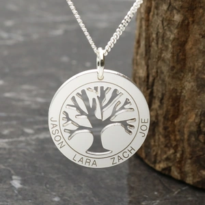 Lovesilver Sterling Silver Tree of Life Disc Family Necklace