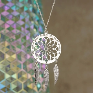 Lovesilver Sterling Silver Dream Catcher and Feathers Necklace