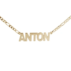 Lovesilver 9ct Yellow Gold Plated Mens Block Style Personalised Name Necklace