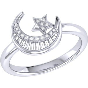 LuvMyJewelry Starkissed Crescent Ring in Sterling Silver - UK J 1/2 - US 5 - EU 49