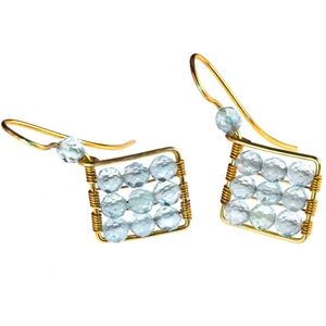 MANIA Jewels Gold-Filled Jaz Natural Blue Aquamarine Earrings